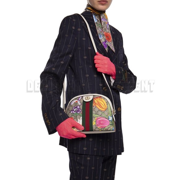 GUCCI Ophidia GG Marmont logo Supreme Flora white leather crossbody Shoulder Bag - Picture 4 of 15